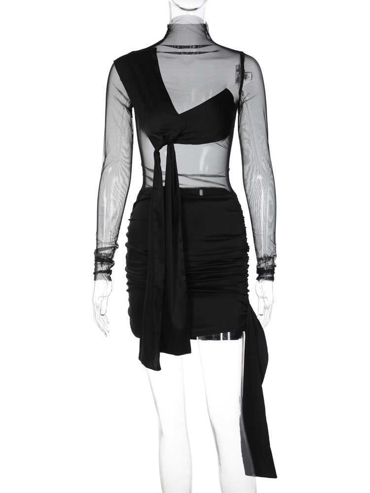 RUKAS Black O Neck Long Sleeves Patchwork Sexy Bodycon Slim Maxi Dress 2023 Summer Women Fashion Y2K Streetwear Party Clothes