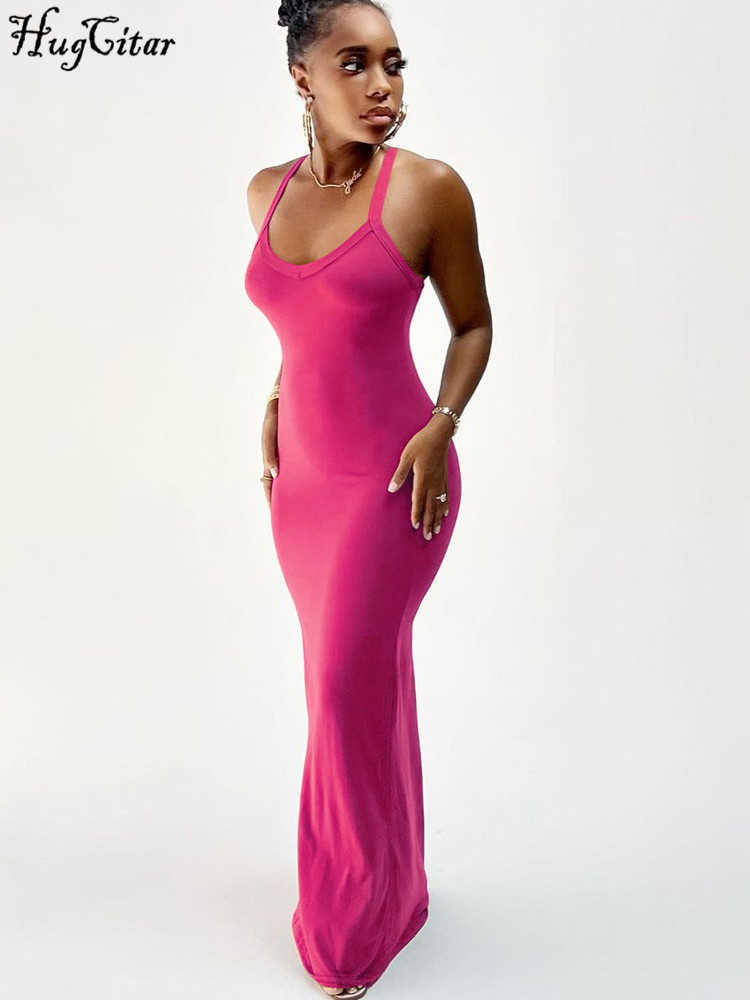 RUKAS Solid Sleeveless Slips Elegant Sexy Slim Skinny Maxi Prom Dress 2023 Summer Women Birthday Party Clothes Y2K Wholesale