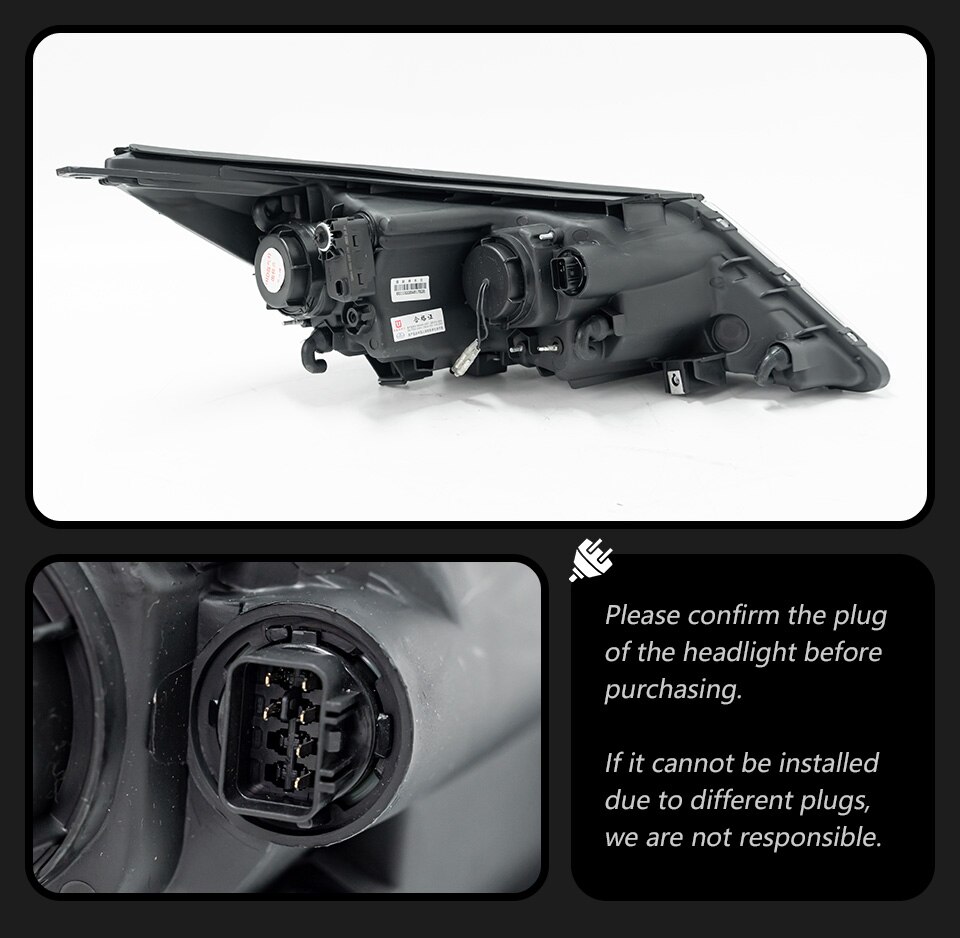 Head Lights LED Style Replacement DRL Daytime lights For KIA Sportage R 2010-2014 Turn Signal Headlights