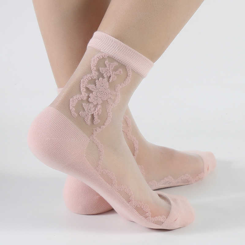 Socks Hosiery Women's transparent nylon and cotton socks short and cool socks for women spring and summer P230516