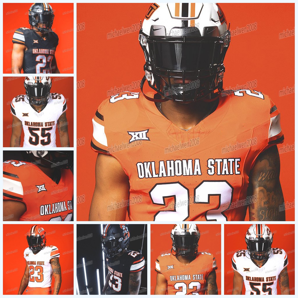 NCAA Oklahoma State Cowboys 2023 Football Jersey Barry Sanders Spencer Sanders Jaylen Warren Tay Martin Tanner Brown Kolby Harvell-Peel Cale Cabbiness Barbour