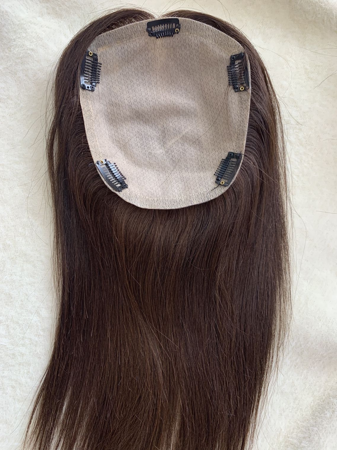 Brown Clip in Silk Top Base For Women 15x16 CM Long Wavy Virgin Human Hair Topper Breathable Hair Piece for Thinning Hair natural black brown 3colors - view 6
