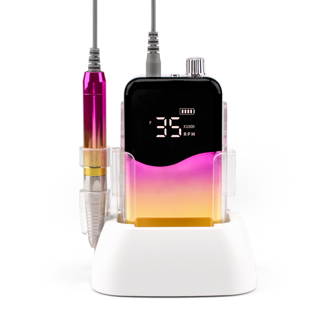 Nail Manicure Set 85W Brushless Desktop 35000RPM Gradient Color Handle Rechargeable Drill Portable Cordless Electric Machine 230515