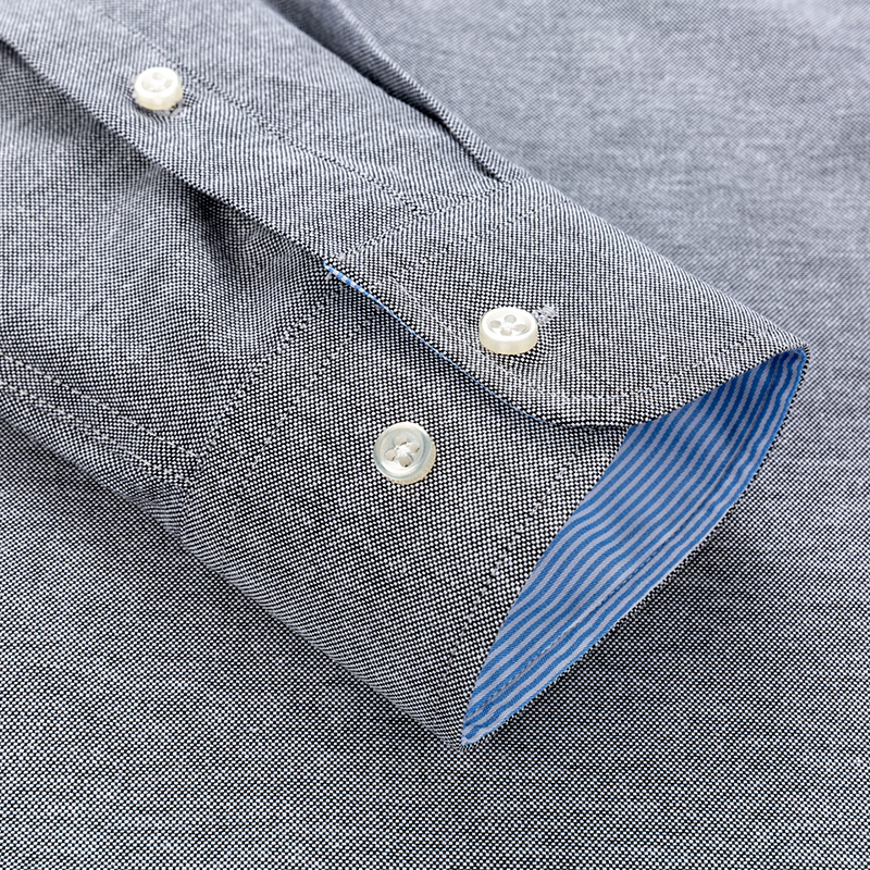 Men's Casual Shirts Casual Shirt Men Slim Fit 60% Cotton Oxford Plaid Men Top Shirts Blouse Regular Long Sleeve Men's Smart Business Dress S