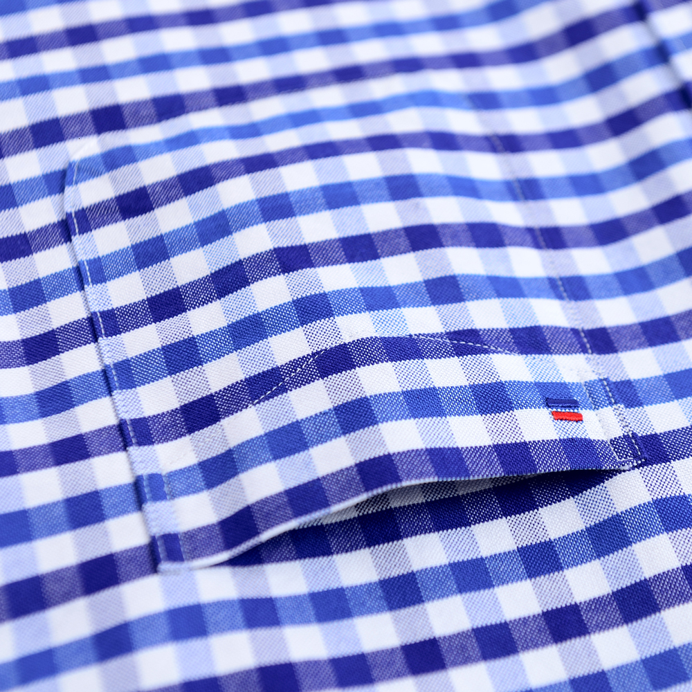 Men's Casual Shirts Men's Buttoned Down Full Sleeve Striped Checkered Oxford Shirt Single Patch Pocket Quality Casual Regular-fit Plaid Dres