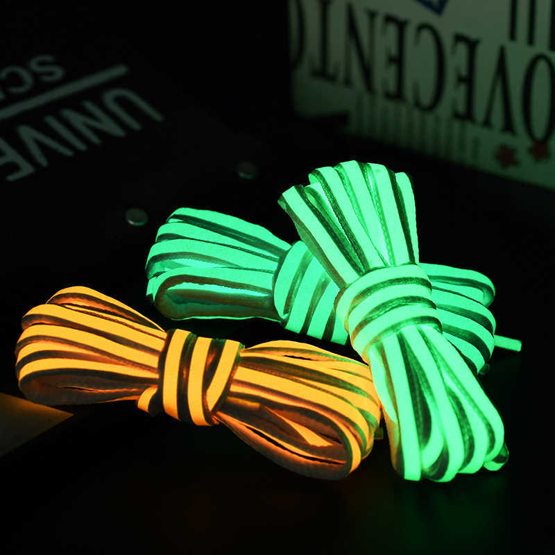 1 Pair Luminous Shoelaces Flat Sneakers Canvas Shoe Laces Glow In The Dark Night Color Fluorescent Shoelace 100/120/140cm