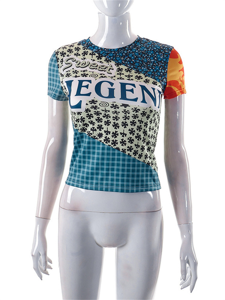 Women's T Shirt Kaus Gambar Grafis Musim Panas FQLWL untuk Wanita 2023 Warna Y2k Bodycon Crop Top Mode Streetwear 230515