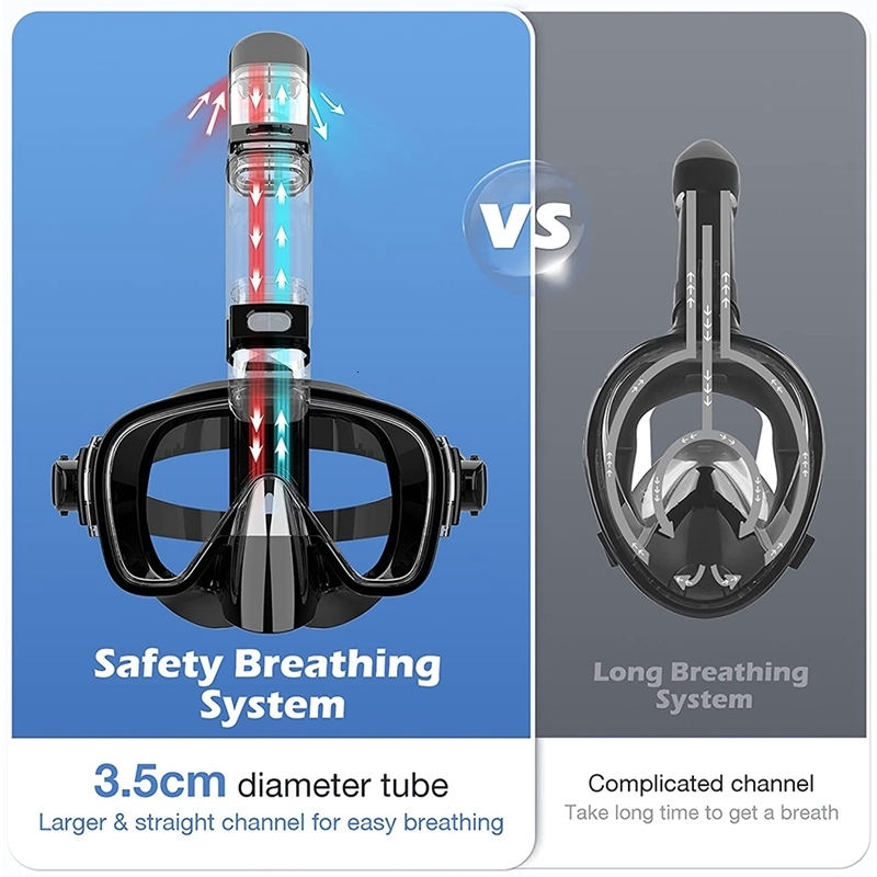 Diving Masks Snorkel Mask Foldable Diving Mask Set With Dry Top System And Camera Mount AntiFog Professional Snorkeling Gear 230515