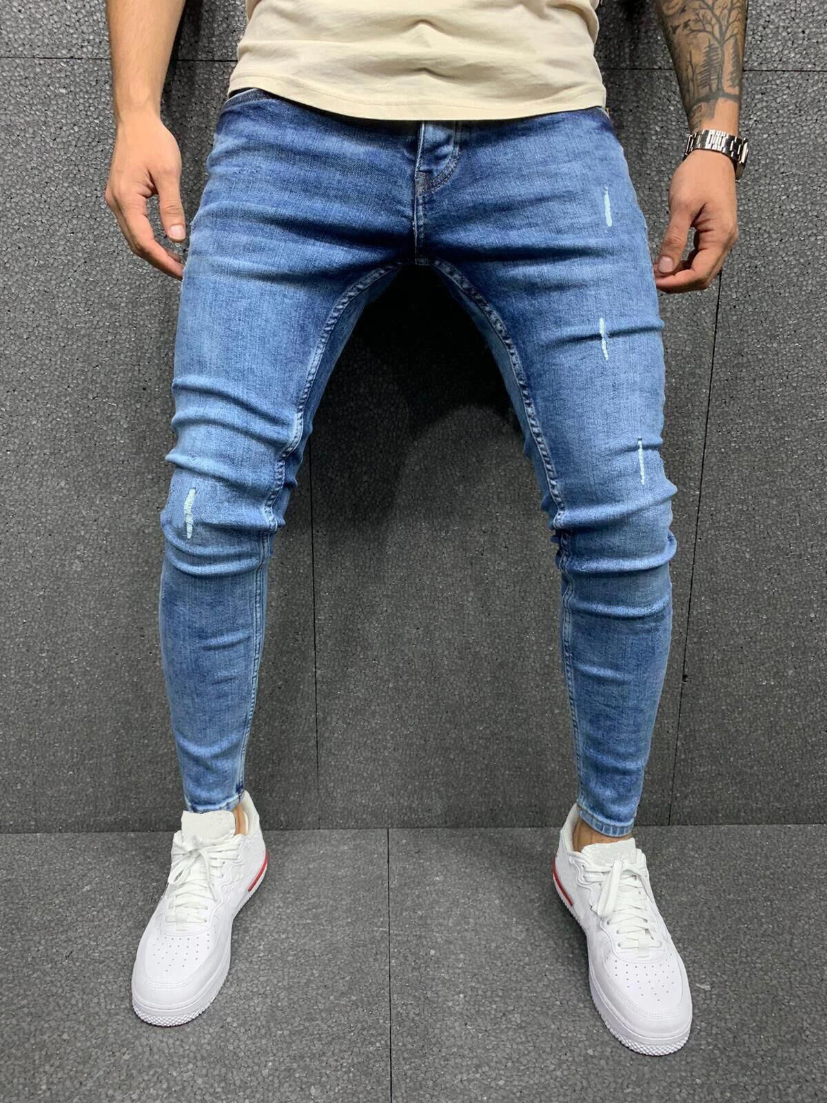 Men's Jeans Fashion Mens Skinny Blue jeans Scratch Slim Denim Pants Pencil Pants Autumn Street hip-hop denim trousers Men's clothin 230516