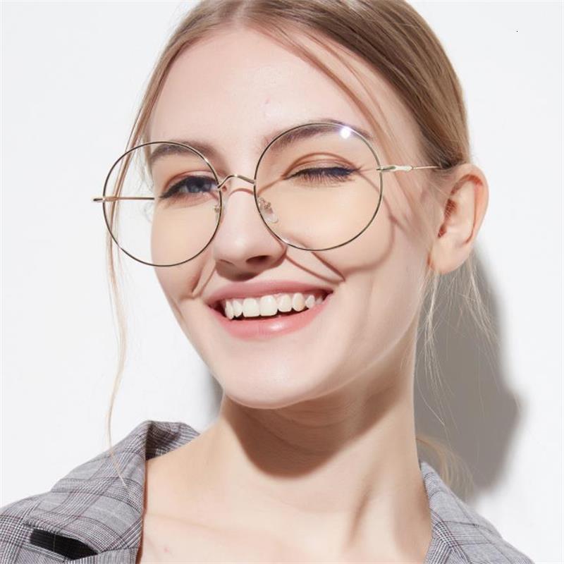 Reading Glasses Oversized Round Metal Anti Blue Light Woman Reading Glasses Men Clear Lens Vintage Eyeglasses Presbyopia Large Computer Goggles 230516