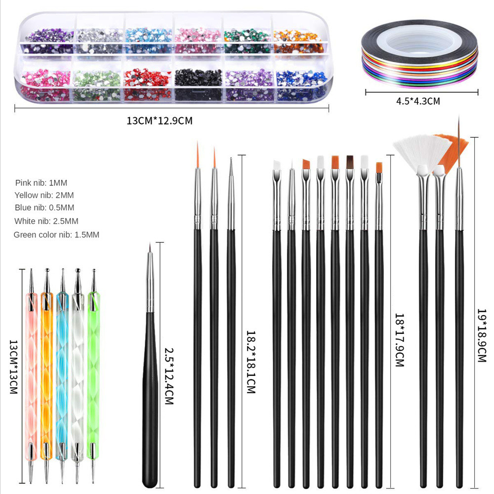 Nail Brushes Kit Manicure Strip Art Jewelry Set Beginners Accessories nail Tools 230515