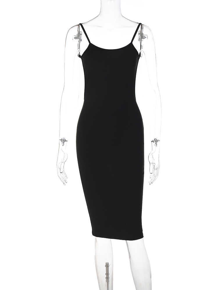 RUKAS Black Sleeveless Backless Slips Slit Sexy Bodycon Slim Midi Prom Dress 2023 Summer Women Fashion Clothes Party Vacation