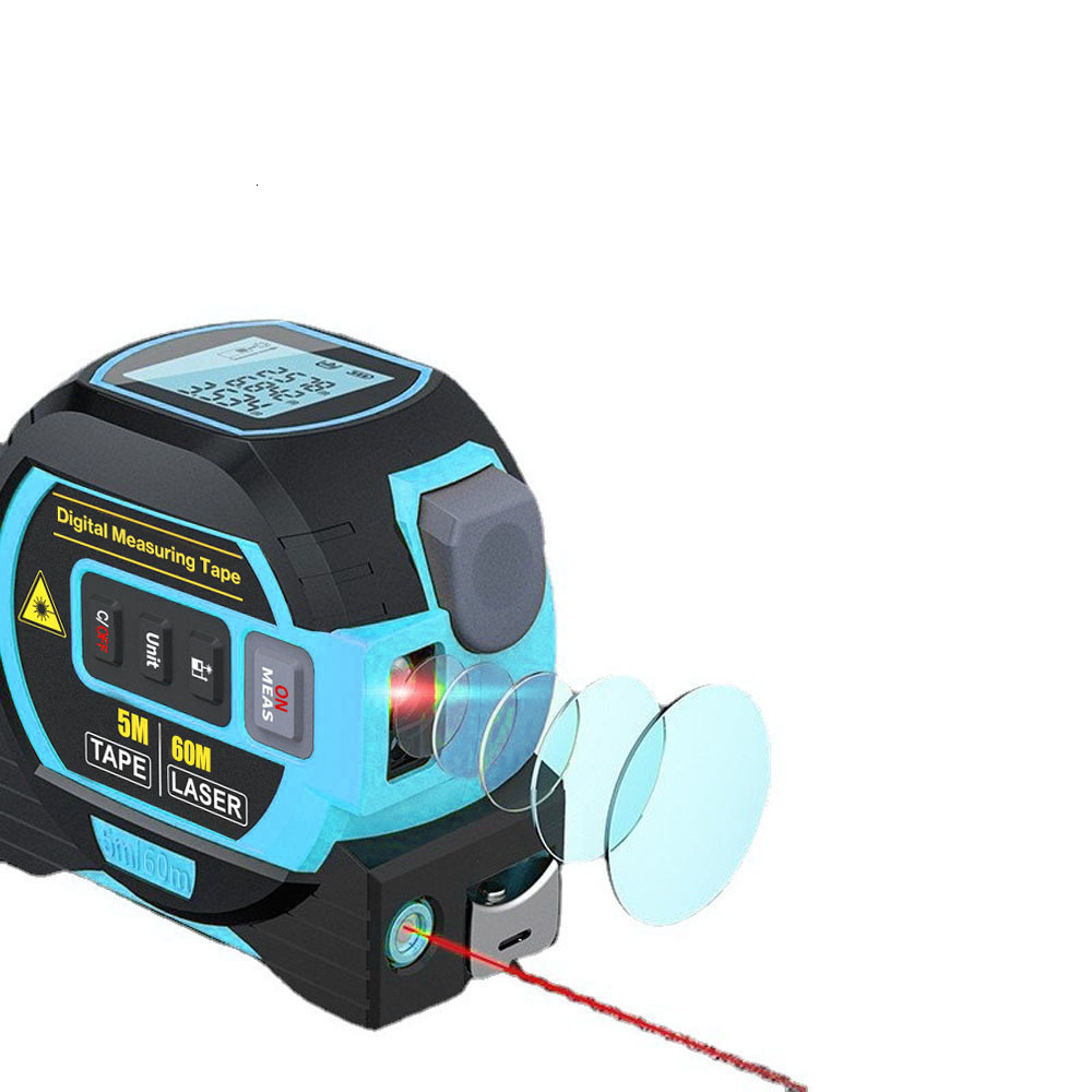 Tape Measures 3in1 Laser Rangefinder 5m Tape Measure Ruler LCD Display with Backlight Distance Meter Building Measurement Device Area Volumes 230516