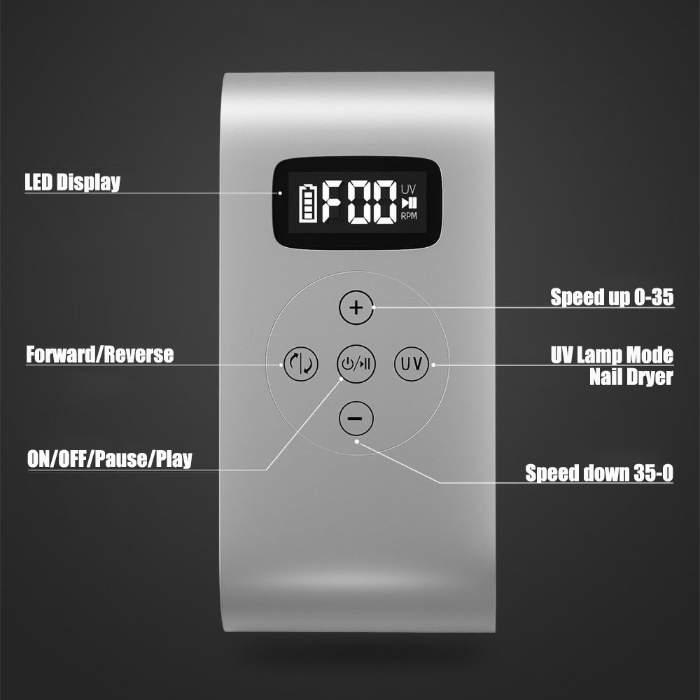 Nail Manicure Set 2 in 1 35000RPM Rechargeable Machine UV Lamp Dryer Drill Electric File LED Display 230515