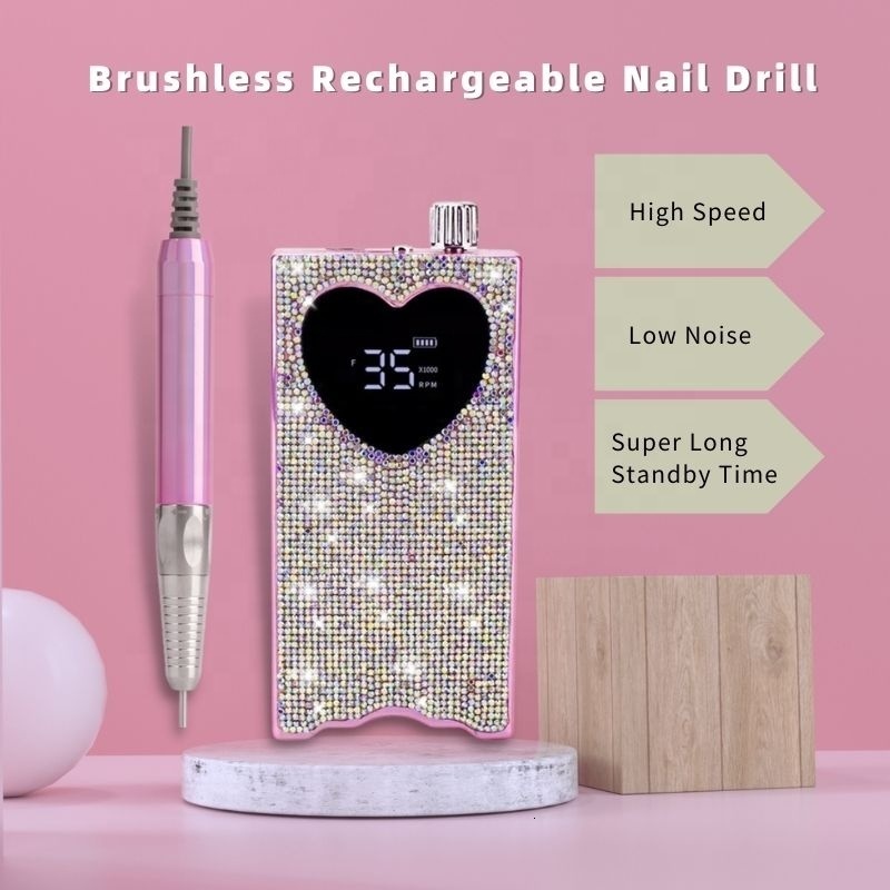 Nail Manicure Set Heart Shape Electric Drill 35000RPM s Milling Cutter Wireless Pedicure Grinder Rechargeable Drilling Machine 230515