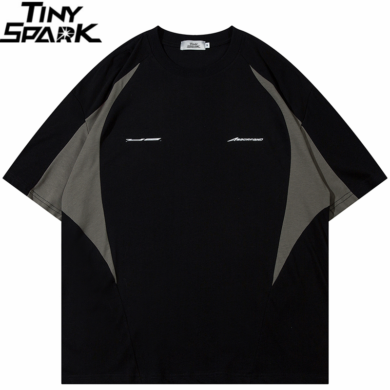 Men s T Shirts Kaus Pria Streetwear 2023 Ukuran Besar Hip Hop Gaya Olahraga Harajuku Patchwork Retro Atasan Kasual Hipster Katun 230517