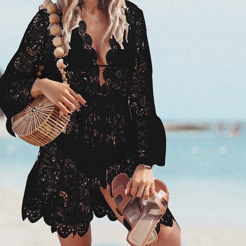 Women's Crochet Cover Up, Ral Lace Swimsuit Coverups For Swimwear, Beach Tunic Dress