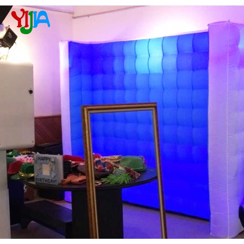 Curve Wall Multi Color With White Inflatable Wall backdrop with LED strips color changing by remote Photo booth wall for Party
