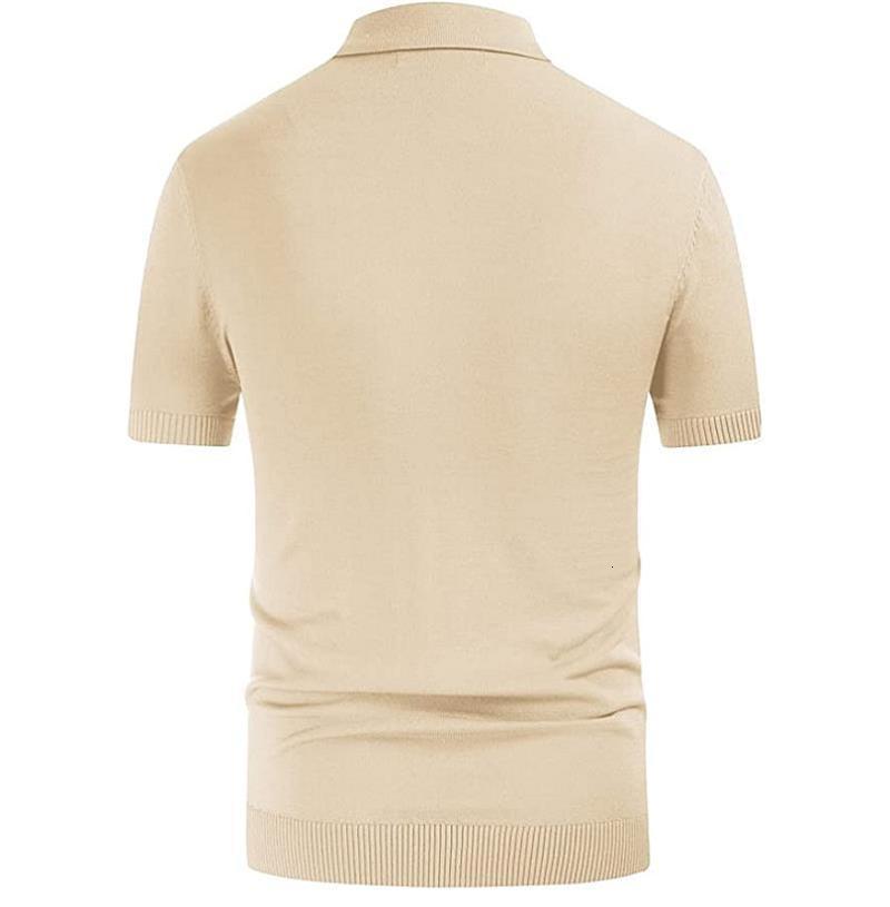 Men's Polos 2023 Summer British Style Retro Casual Apricot Stripe Patchwork Knitted Short Sleeve Jacquard Business Polo Shirt 230517