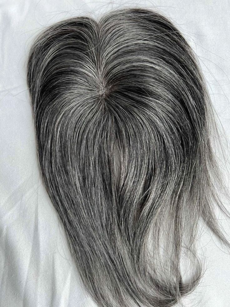 Mono human hair topper Salt and pepper color mixed silver grey hair toppers hairpiece 130%density women gray hair piece 3x5"custom 20day