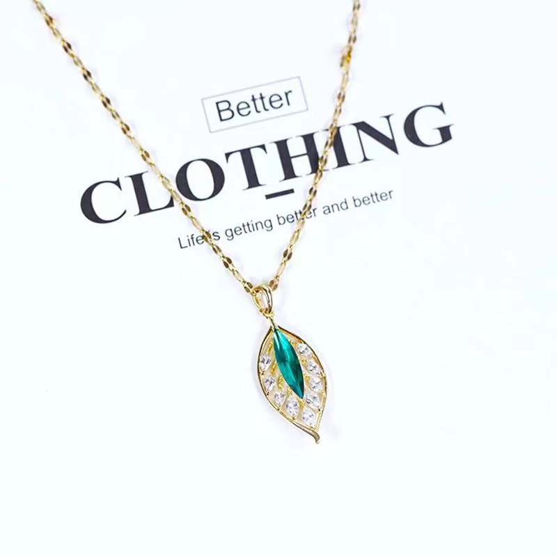 CZ Micro Pave Leaf Necklace Classic Wedding Gift Jewelry