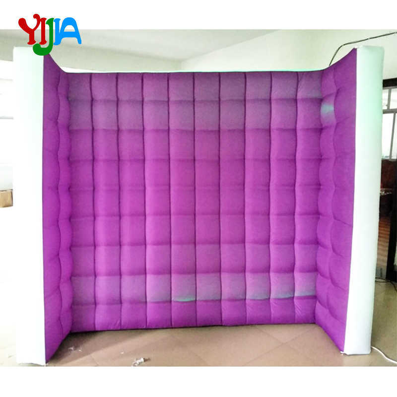 Curve Wall Multi Color With White Inflatable Wall backdrop with LED strips color changing by remote Photo booth wall for Party