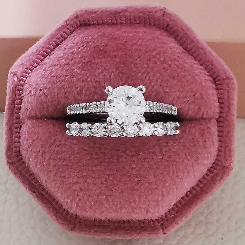 Band 2023 New Sterling Sier Big Wedding Rings Set for Bridal Women Engagement Finger Party Gift Designer Jewelry J230517