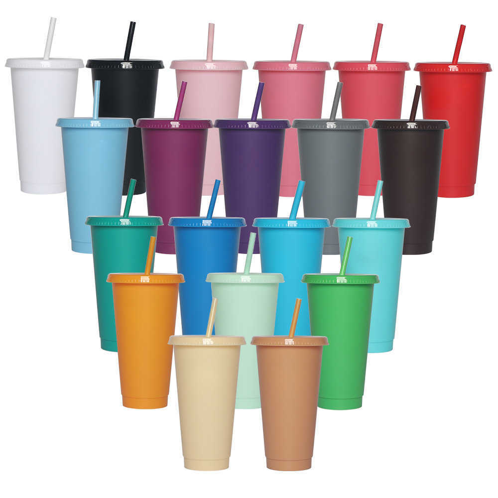 Thermoses Solid color simple flat cover straw plastic cup practical and creative plastic straw water cup for office leisure and home use
Thermoses Solid color simple flat cover straw plastic cup practical and creative plastic straw water cup for office leisure and home use