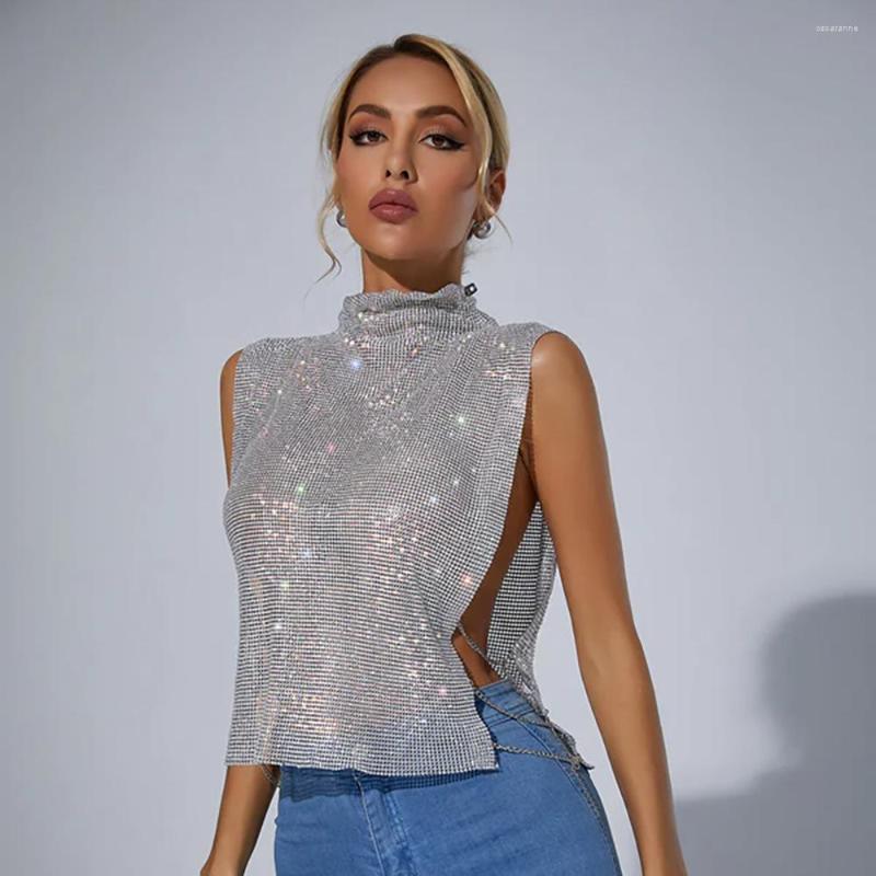 Women's T Shirts Sexy Rhinestone Backless Party Crop Top Women Glitter Turtleneck TShirt Adjustable Metal Chain Summer Nightculb Diamond, Silver
Women's T Shirts Sexy Rhinestone Backless Party Crop Top Women Glitter Turtleneck TShirt Adjustable Metal Chain Summer Nightculb Diamond, Silver