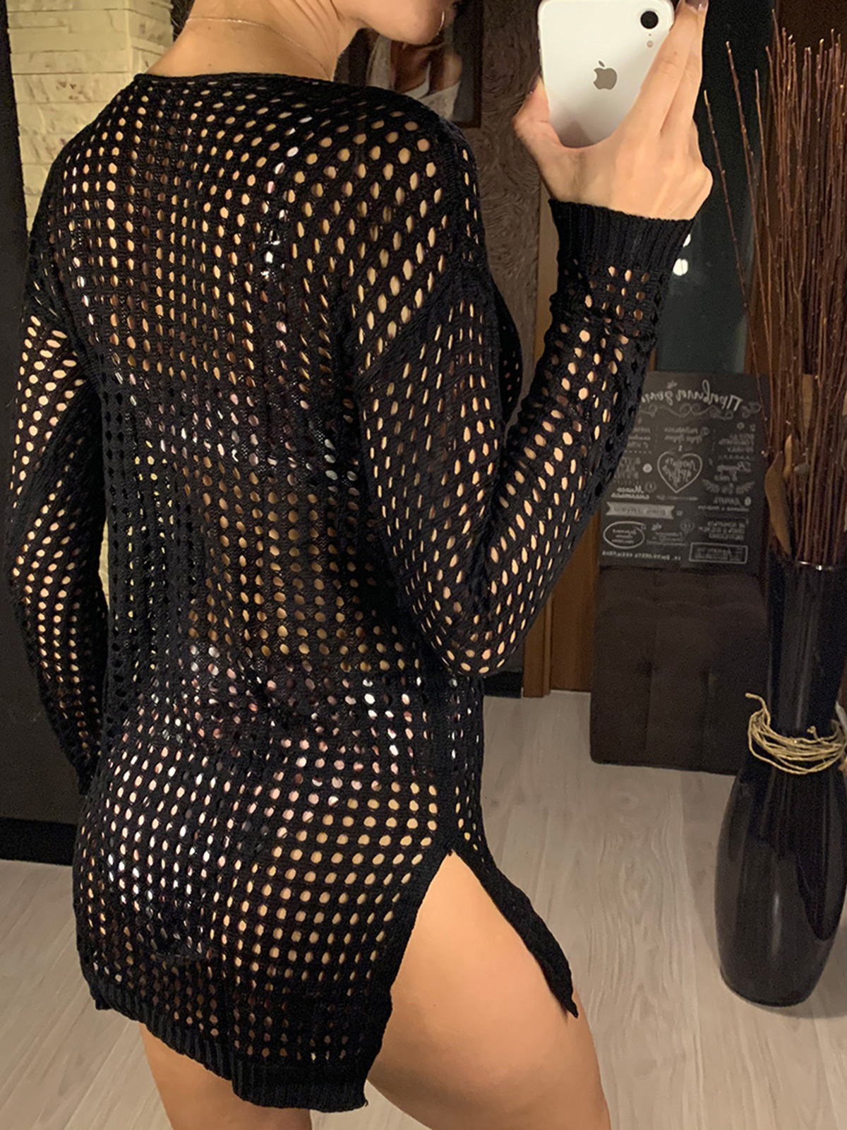 Women's Swimwear Sheer See Through Sexy Knitted Crochet Tunic Beach Cover Up Coverups Dress Wear wear Female Women V96 230517