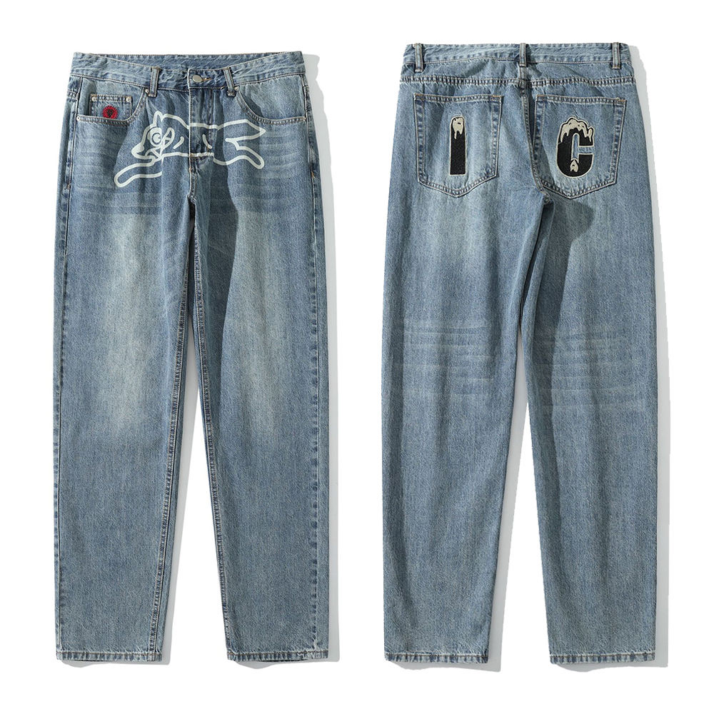 Mens Jeans Vintage Dog Y2K Baggy Men Embroidery Straight Washed Denim Cargo Pants Streetwear Neutral Harajuku Ropa Hombre Trousers 230516