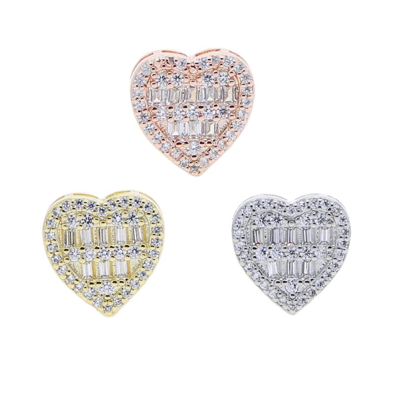 New arrived Hip Hop Iced Out Sparking Bg 5A Cubic Zirconia CZ Heart Pendant Earring necklace Fashion Women Jewelry Set