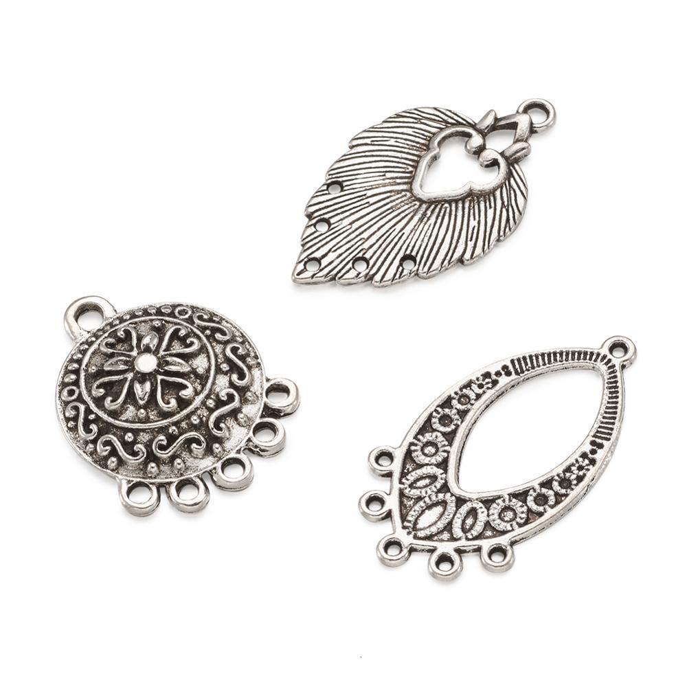 Pendant Necklaces 50 Pcs Tibet Perak Paduan Lampu Gantung Komponen Tautan Pesona untuk Menjuntai Anting Anting Kalung Perhiasan Membuat Bentuk Campura