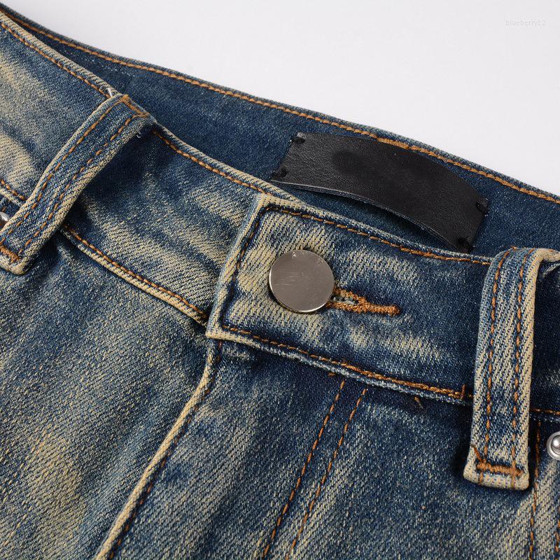 Men's Jeans Steetwear Style Skinny Stretch Holes Bandana Patch Embroidered Snake Slim Fit High Street Distressed Ripped