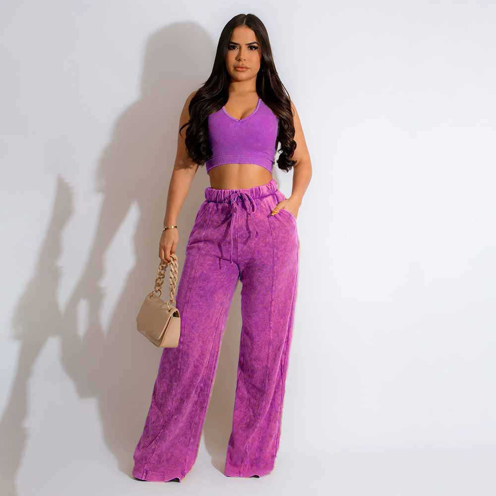 Women's Two Piece Pants Summer women's 2 piece new clothing in matching sets two pieces set woman clothes 2023 crop top pants outfits P23051