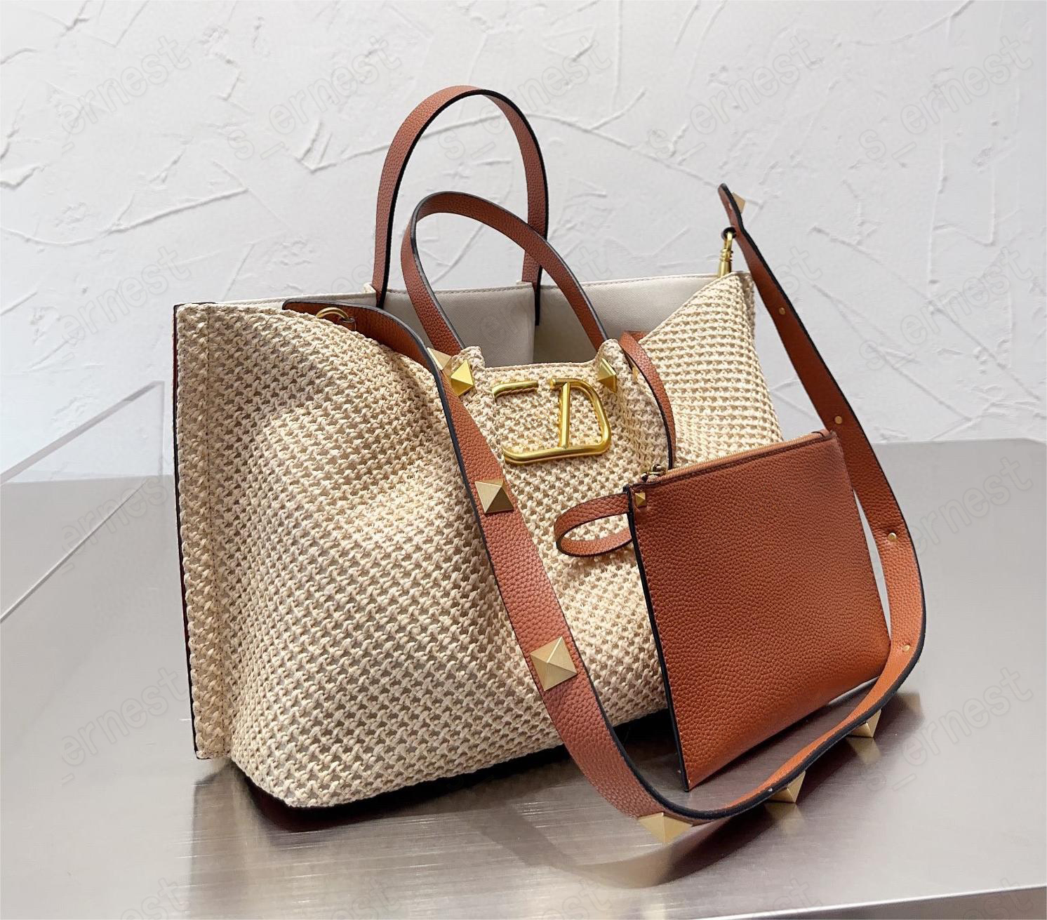 Beach straw bag latest design simple and practical designer women's rivet handbag casual Canvas Crochet Shoulder Bags, Khaki
Beach straw bag latest design simple and practical designer women's rivet handbag casual Canvas Crochet Shoulder Bags, Khaki