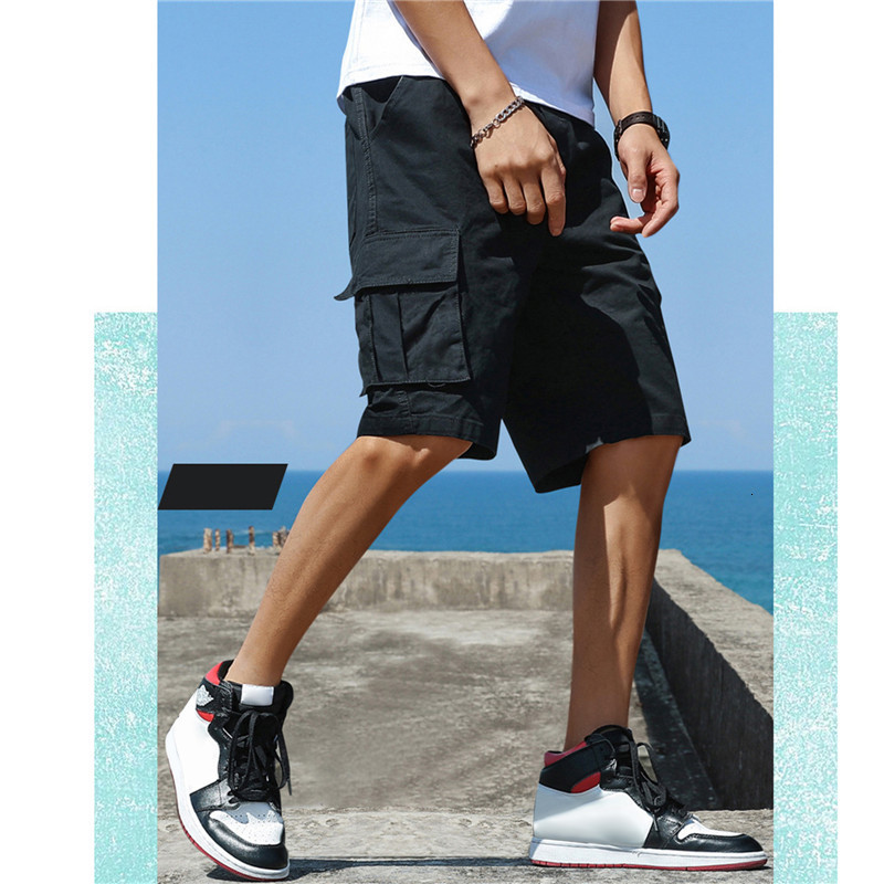 Mens Shorts Summer Men Trend Cargo Letter Print Pocket Fashion Casual Straight Male Ropa Hombre 230516