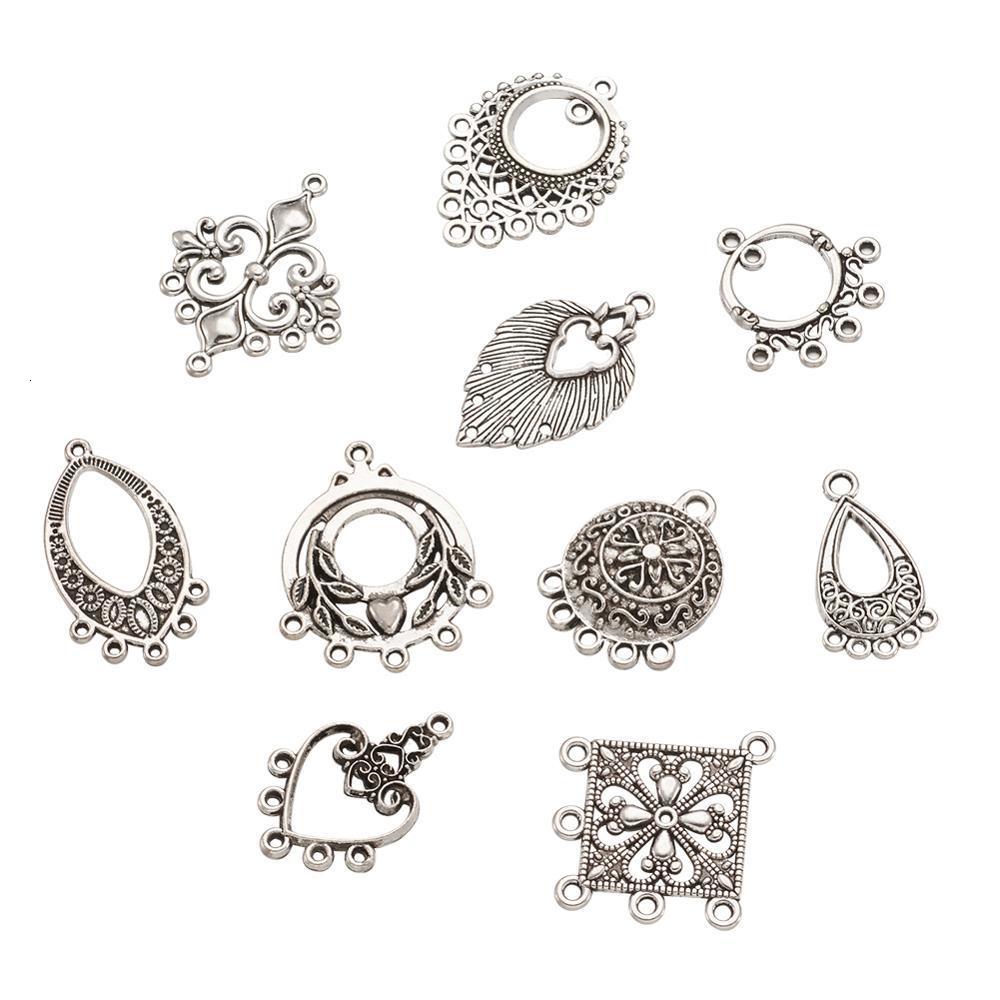 Pendant Necklaces 50 Pcs Tibet Perak Paduan Lampu Gantung Komponen Tautan Pesona untuk Menjuntai Anting Anting Kalung Perhiasan Membuat Bentuk Campura