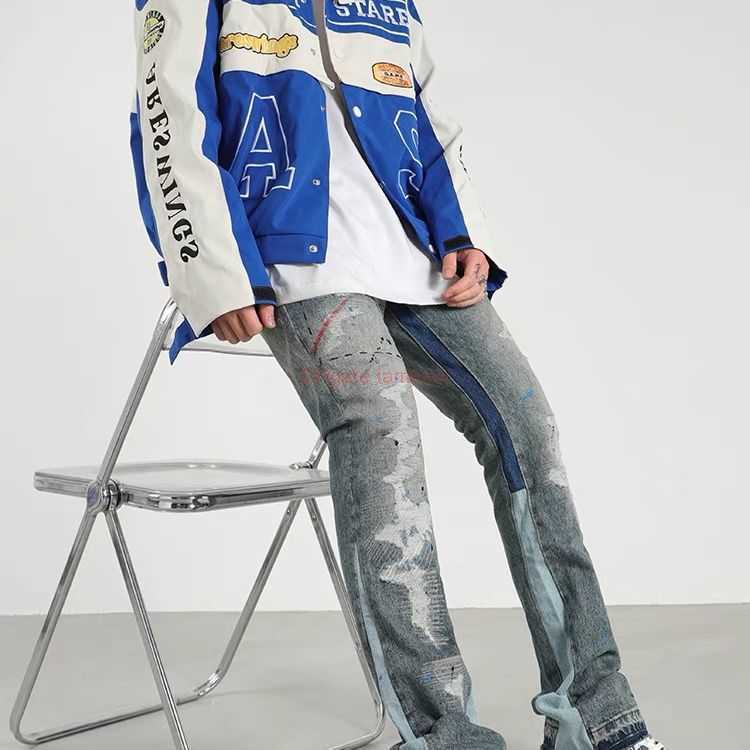 Fashion Designer Clothing Galleries Denim Pants Gde High Street Graffiti Patch Damaged Splice Galleryes Depts Style Trendy Men's Women's Horn Micro Flared Jeans, Bright steel blue
Fashion Designer Clothing Galleries Denim Pants Gde High Street Graffiti Patch Damaged Splice Galleryes Depts Style Trendy Men's Women's Horn Micro Flared Jeans, Bright steel blue