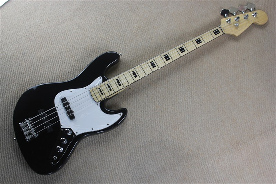Black 4 String Jazz Electric Bass Guitar Basswood Body Maple Neck Fingerboard White Pickguard Chrome Hardware
Black 4 String Jazz Electric Bass Guitar Basswood Body Maple Neck Fingerboard White Pickguard Chrome Hardware