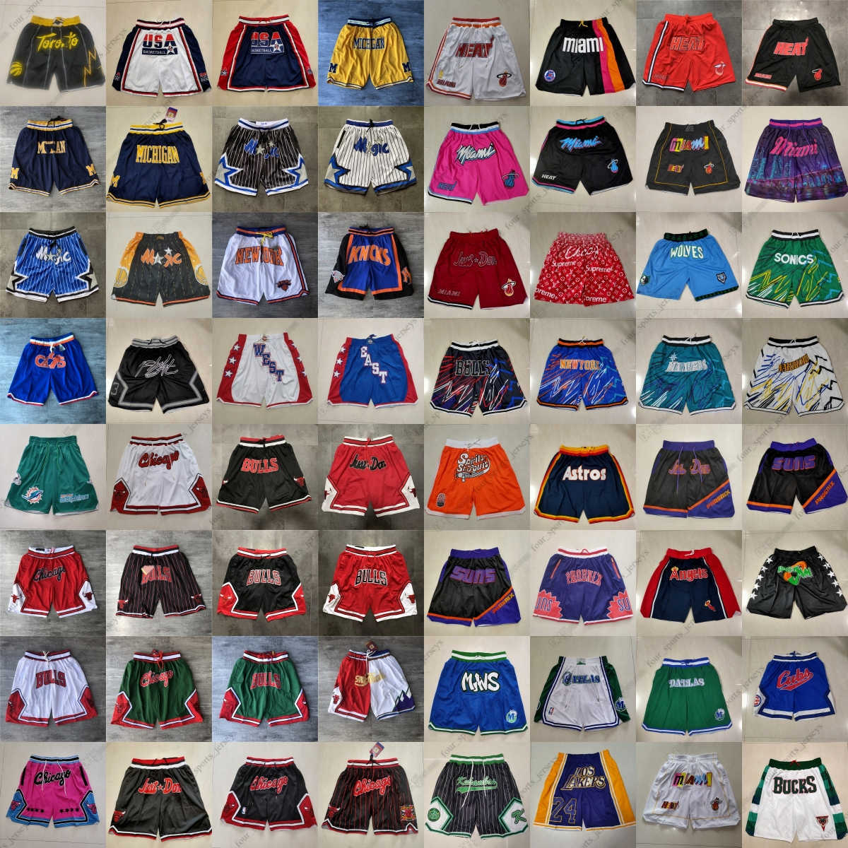 2023 New All Team Basketball Shorts Just Don Short Retro Sport Wear With Pocket Zipper Sweatpants Hip Pop Pant Stitched Embroidery Man 2022