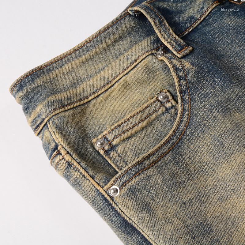 Men's Jeans Steetwear Style Skinny Stretch Holes Bandana Patch Embroidered Snake Slim Fit High Street Distressed Ripped