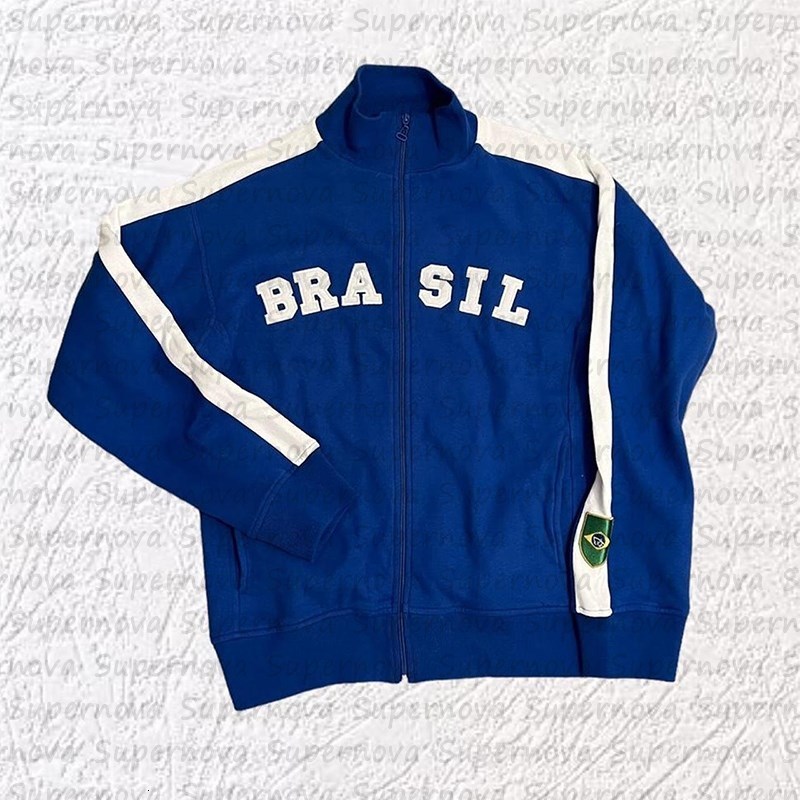 Men s Pants Ritsleting Hoodie 2000 Sampah Gotik Jaket Y2K Estetika Retro Bintang Lima Brasil Hijau Kaus Huruf Bordir 230517