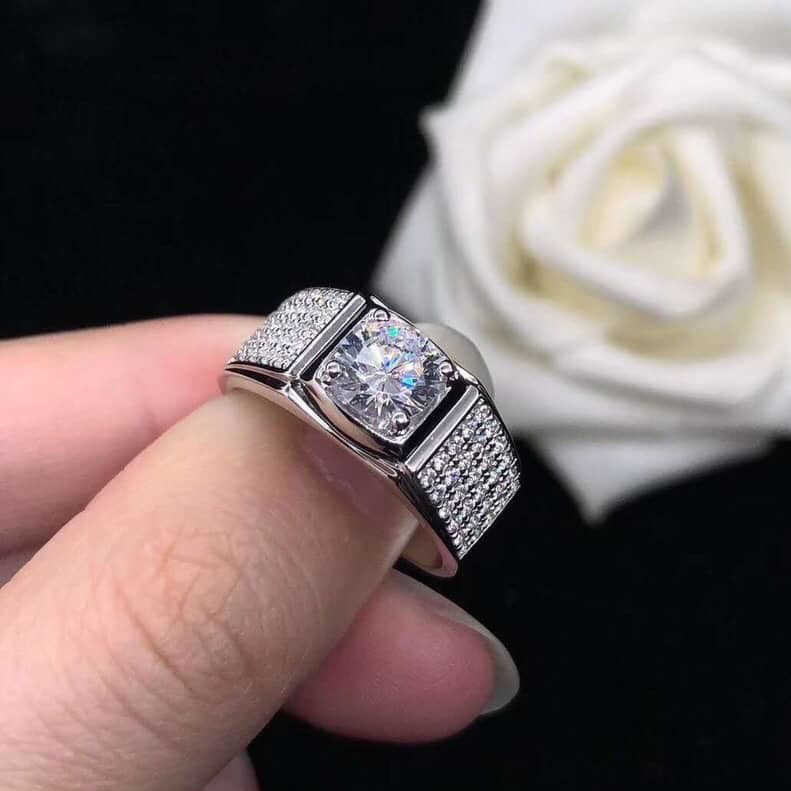 Band Solitaire Male 5ct Lab Moissanite Ring sterg sier Promise Engagement Wedding band Rings for men Party cessory J230517