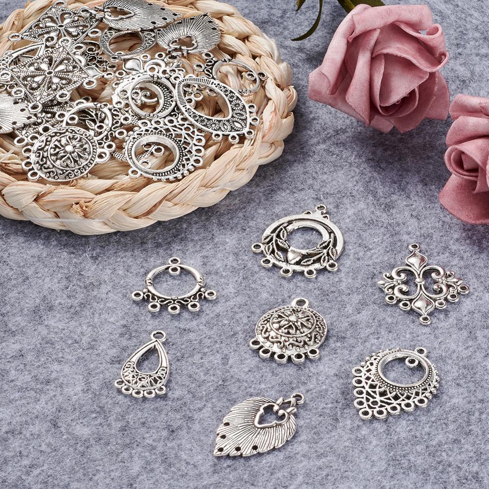 Pendant Necklaces 50 Pcs Tibet Perak Paduan Lampu Gantung Komponen Tautan Pesona untuk Menjuntai Anting Anting Kalung Perhiasan Membuat Bentuk Campura