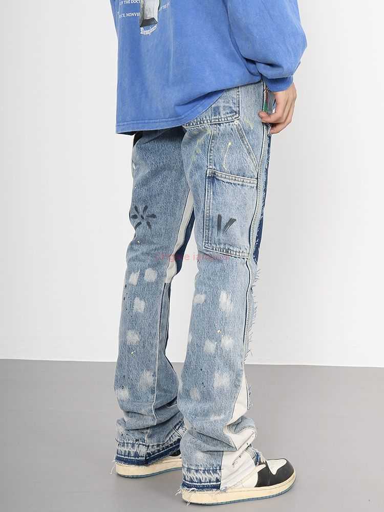 Fashion Designer Clothing Galleries Denim Pants Galleryes Depts Same Pant with Ink Splashing Color Contrast Structure Flared Pants Fog Floor Down Straight Jeans 35, Contrast stitching blue
Fashion Designer Clothing Galleries Denim Pants Galleryes Depts Same Pant with Ink Splashing Color Contrast Structure Flared Pants Fog Floor Down Straight Jeans 35, Contrast stitching blue