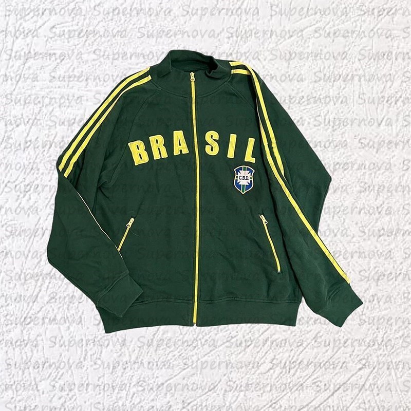 Men s Pants Ritsleting Hoodie 2000 Sampah Gotik Jaket Y2K Estetika Retro Bintang Lima Brasil Hijau Kaus Huruf Bordir 230517