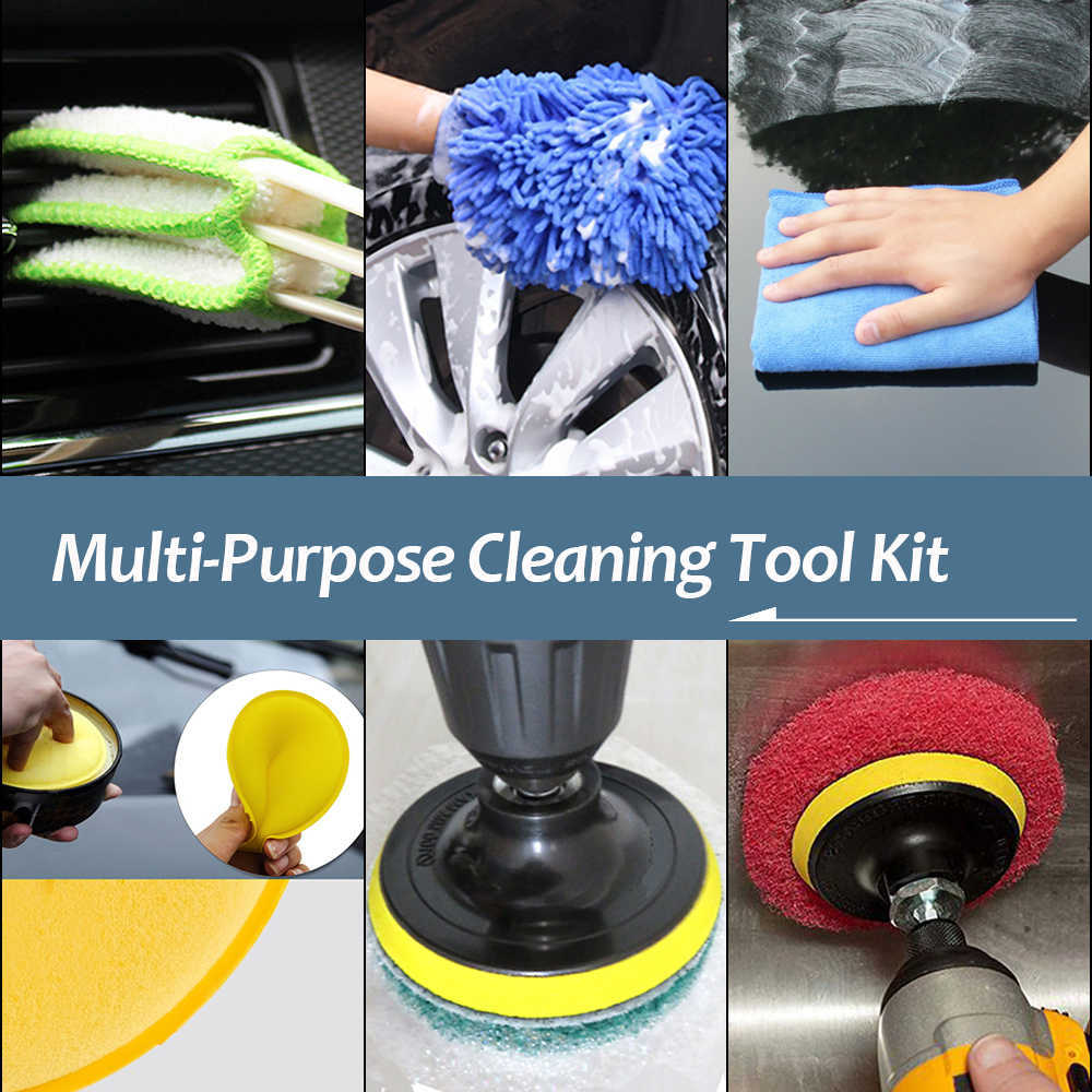 New Detailing Brush Set Power Scrubber Drill Brushes Car Detail Brush For Air Vents Car Polish Pad For Glass Tire Rim Cleaning
