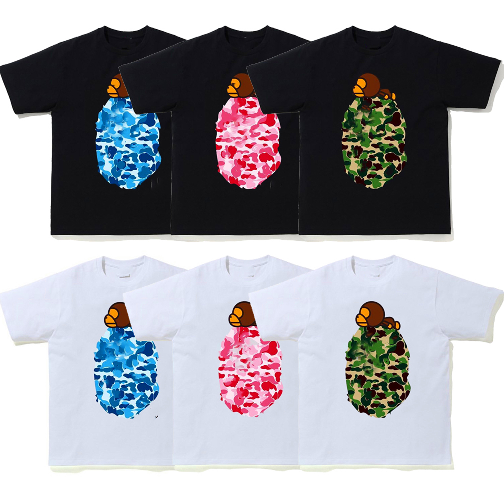 men t shirt designer t shirts Side double sided camouflage shark tshirts clothes graphic tee colorful printt-shirt cashew lightning luminous cotton shirts C1
