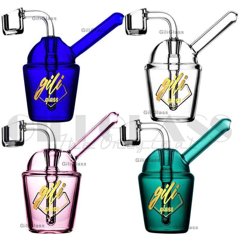 6.5inches cup clear dab rig pipes water pipe for small oil rigs glass smoking with quartz nail water bong hookahs
